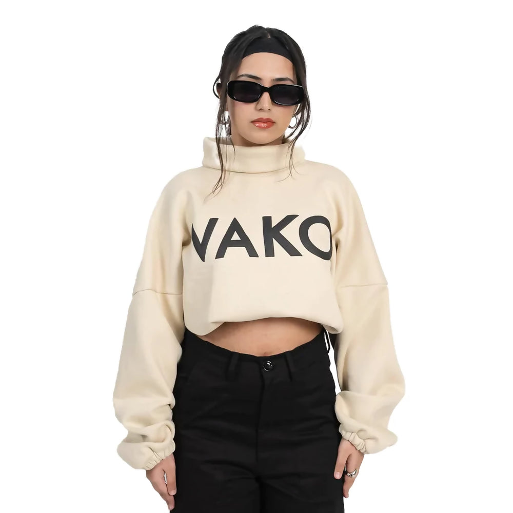 beige crop sweatshirt for women