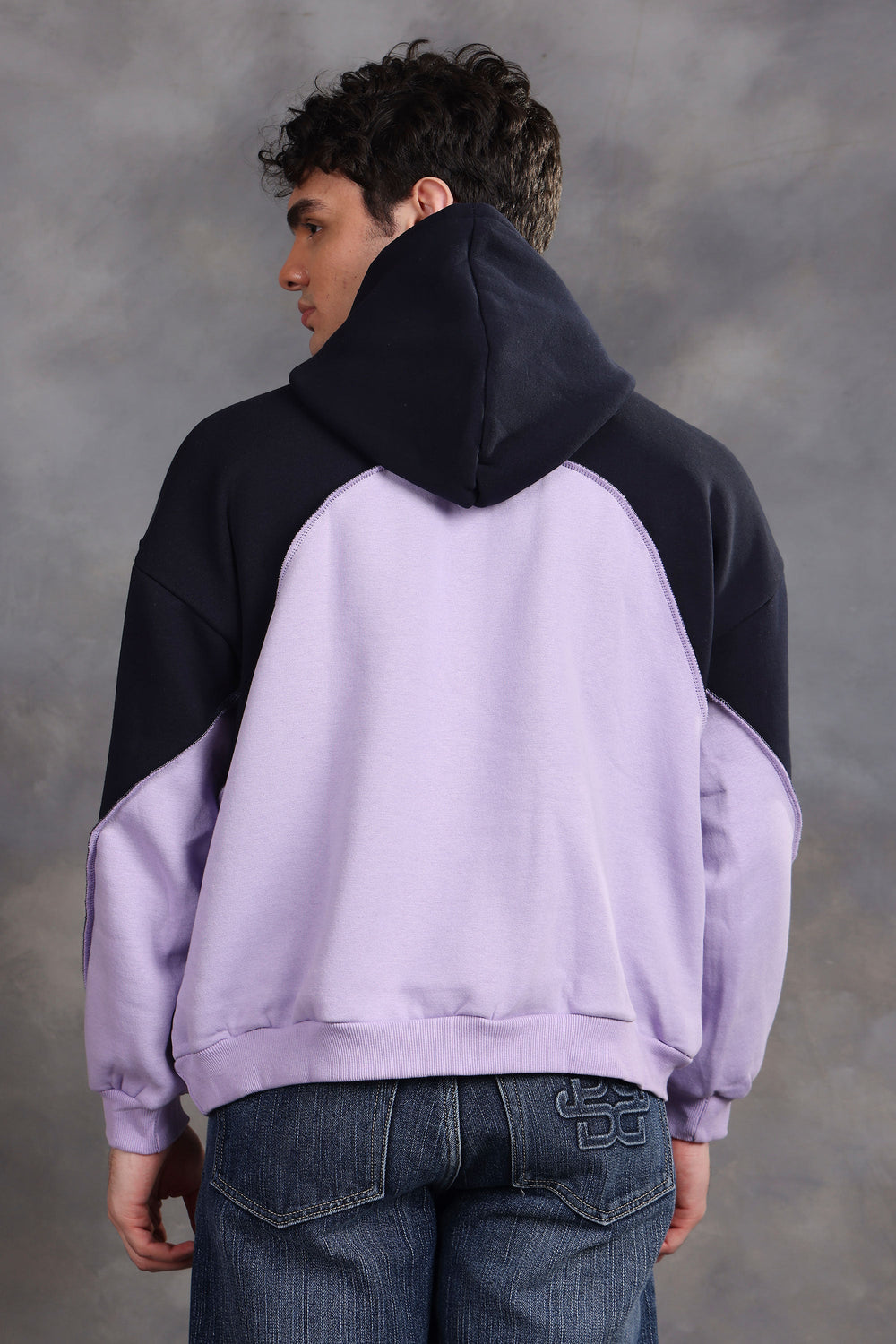 Blushade Navy & Lavender Oversized Hoodie