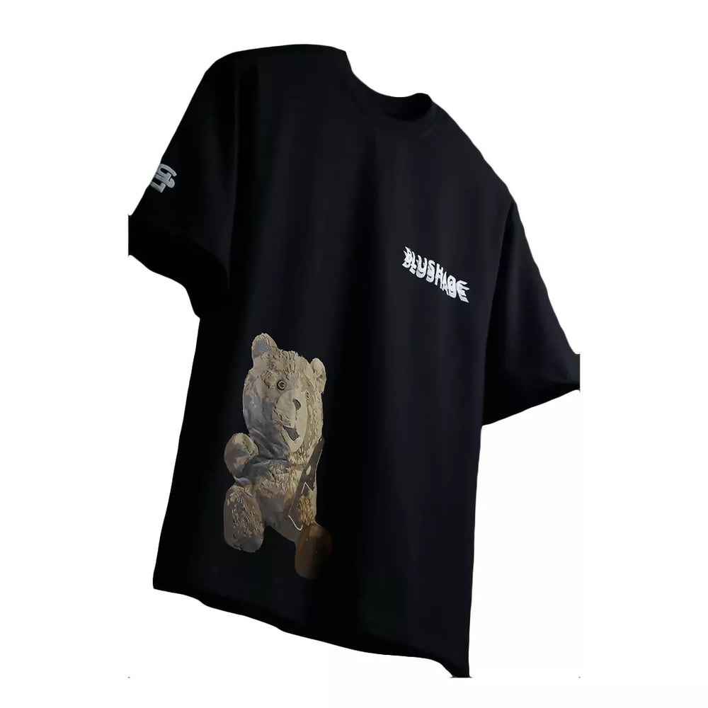 black oversized tshirt, puff printing, 250 gsm, alcoholic ted tshirt, luxury streetwear