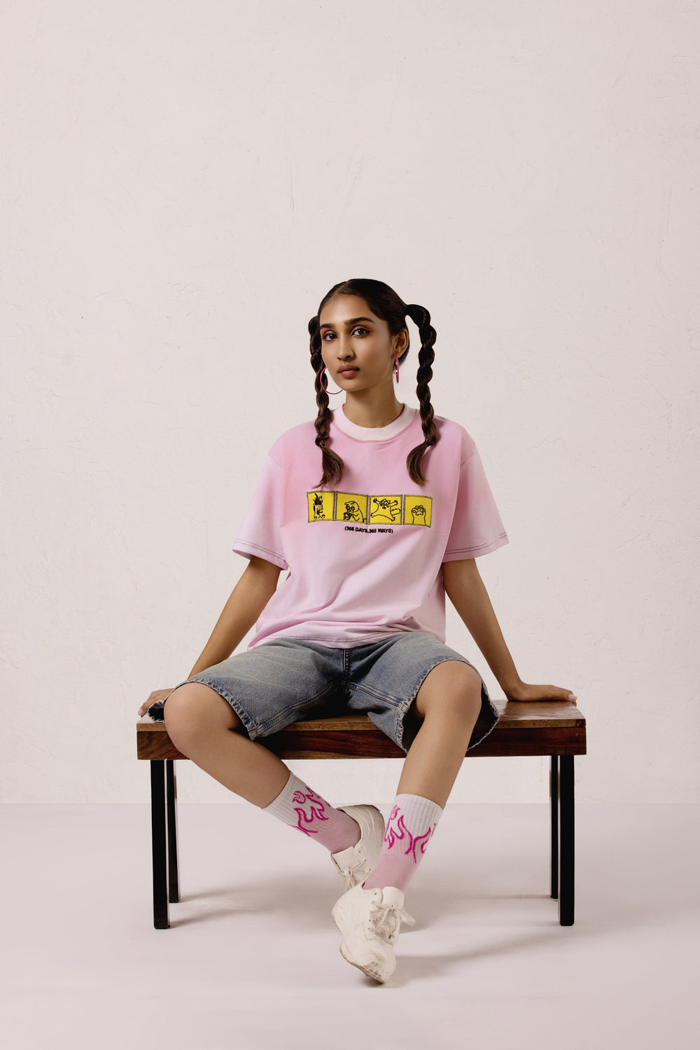 Cat print Pink Oversized T-shirt