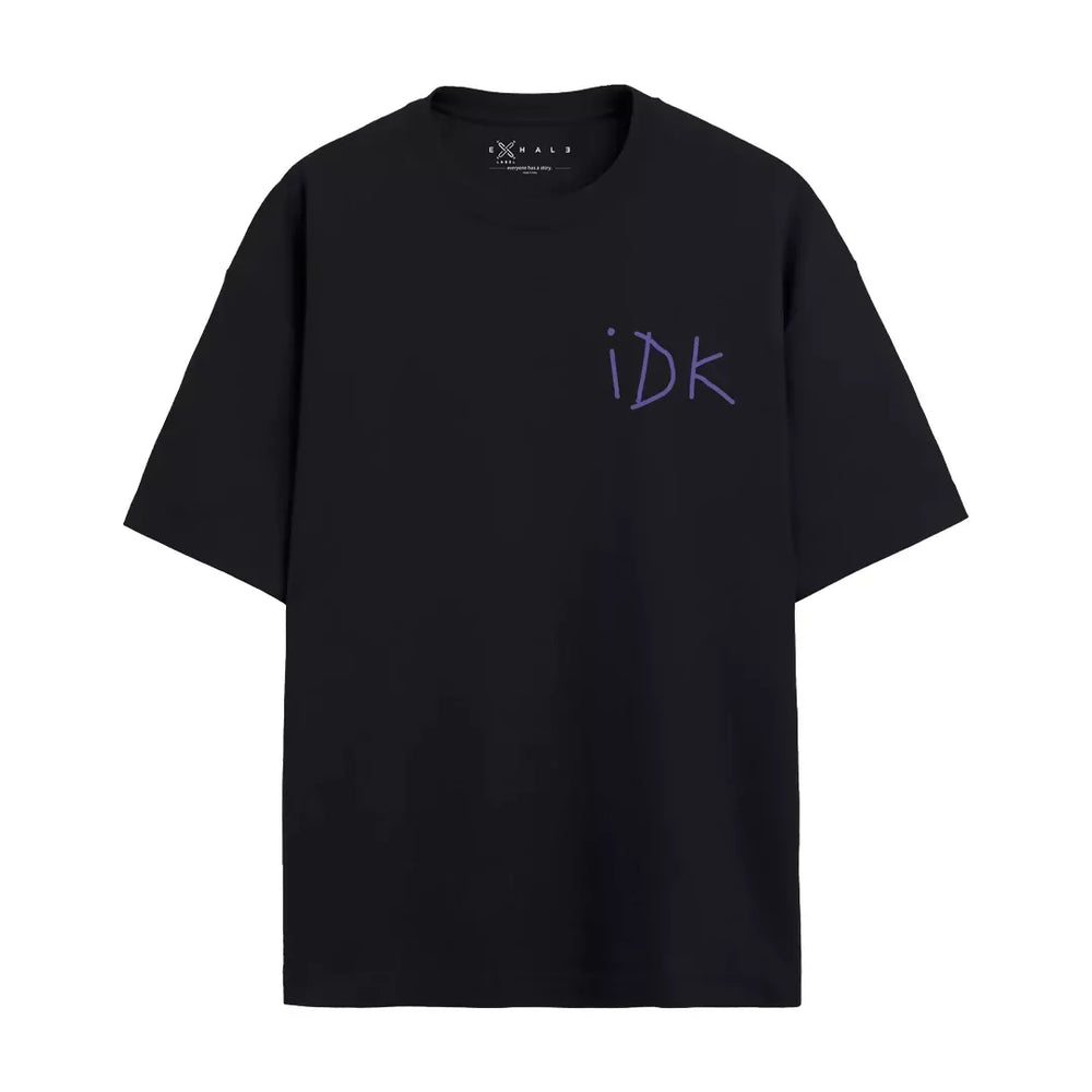 black oversized tshirt. puff printed. streetwear fashion.