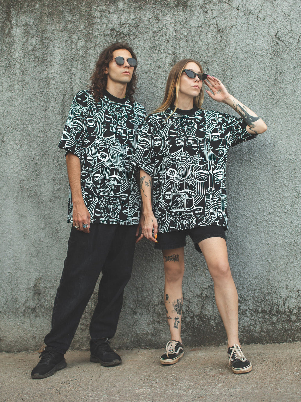 Black Faces Oversized T-shirt