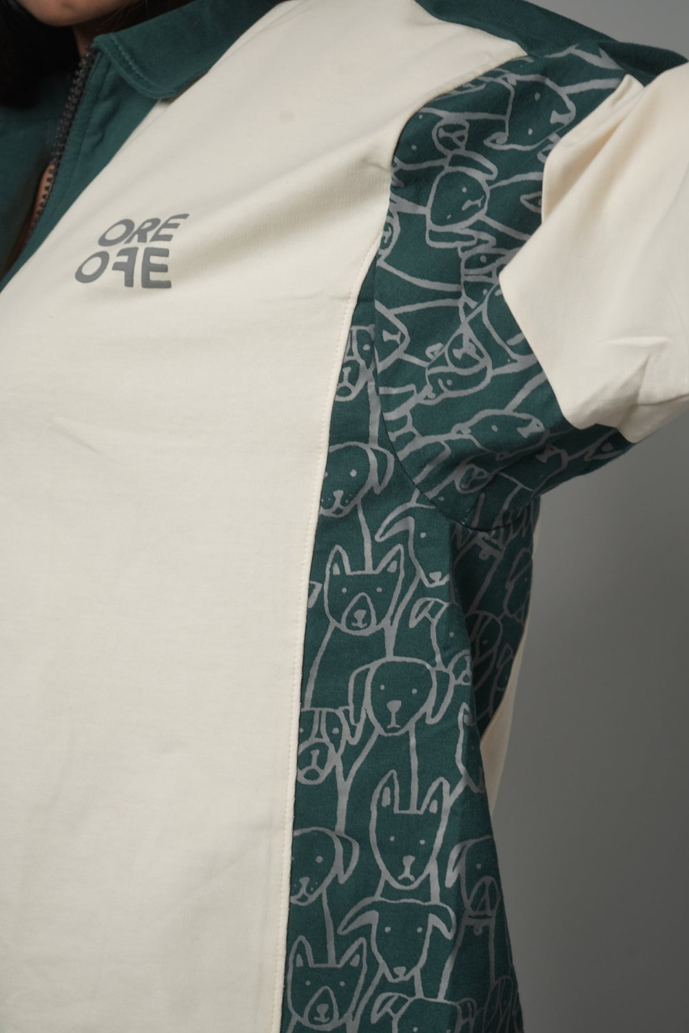 Cream & Green Oversized Polo
