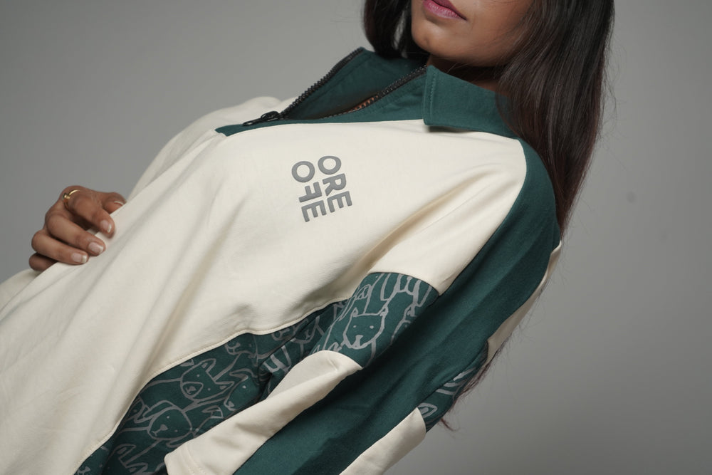 Cream & Green Oversized Polo