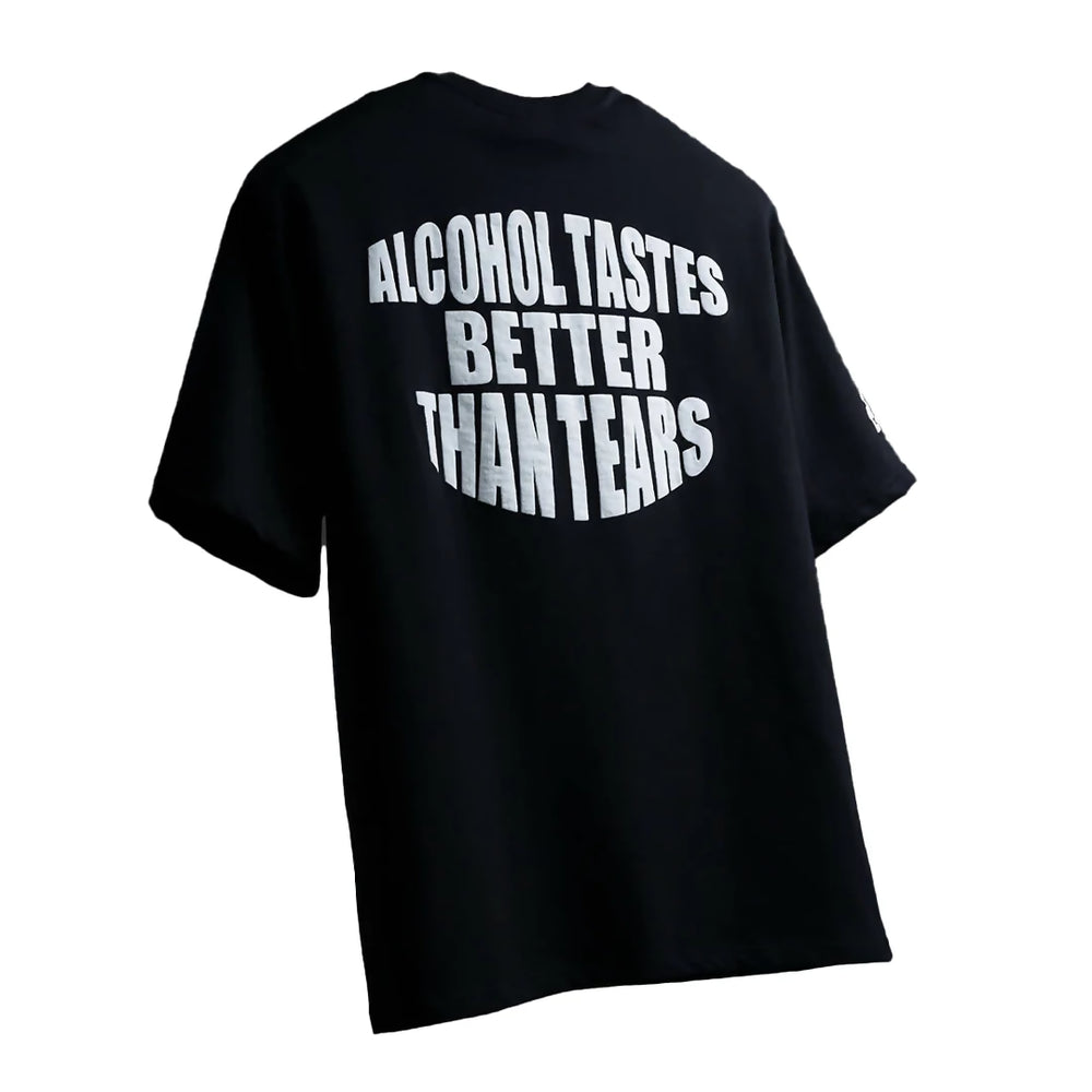 black oversized tshirt, puff printing, 250 gsm, alcoholic ted tshirt, luxury streetwear