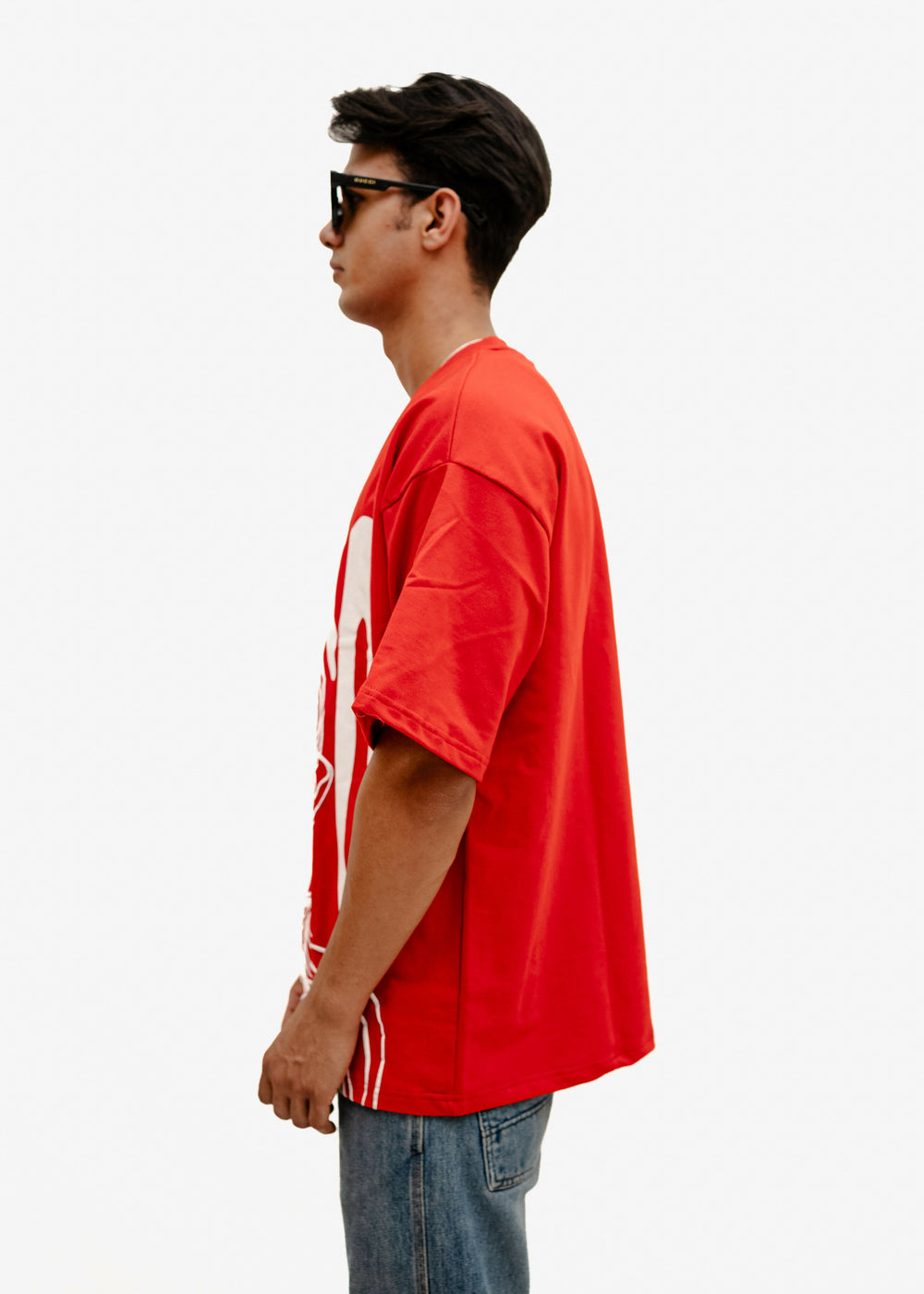 arsenal oversized tshirt, arsenal jersey, red oversized tshirt, puff printing, football tshirt, streetwear, high GSM, men's fashion