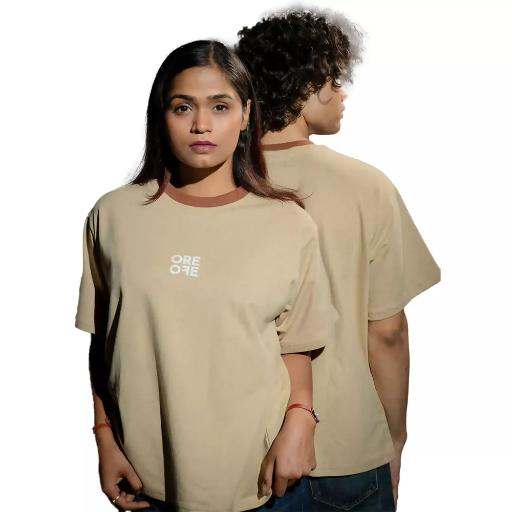 beige oversized tshirt, streetwear brand, comfortable tshirt, streetwear brand, unisex clothing, streetwear fashion.