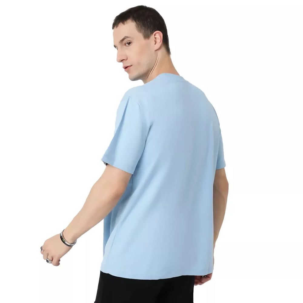 blue oversized tshirt. Hand stitched tshirt. Streetwear clothing. Streetwear fashion.