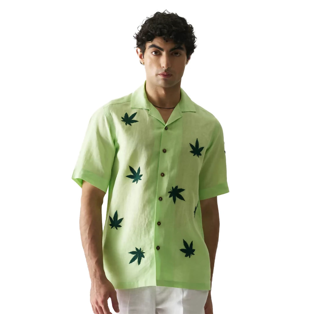 HAND EMBROIDERED PURE LINEN SHIRT. STREETWEAR FASHION.