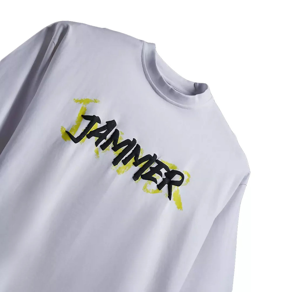 white oversized tshirt, puff printing, Korean fashion, streetwear brand, streetwear, fashion, unisex