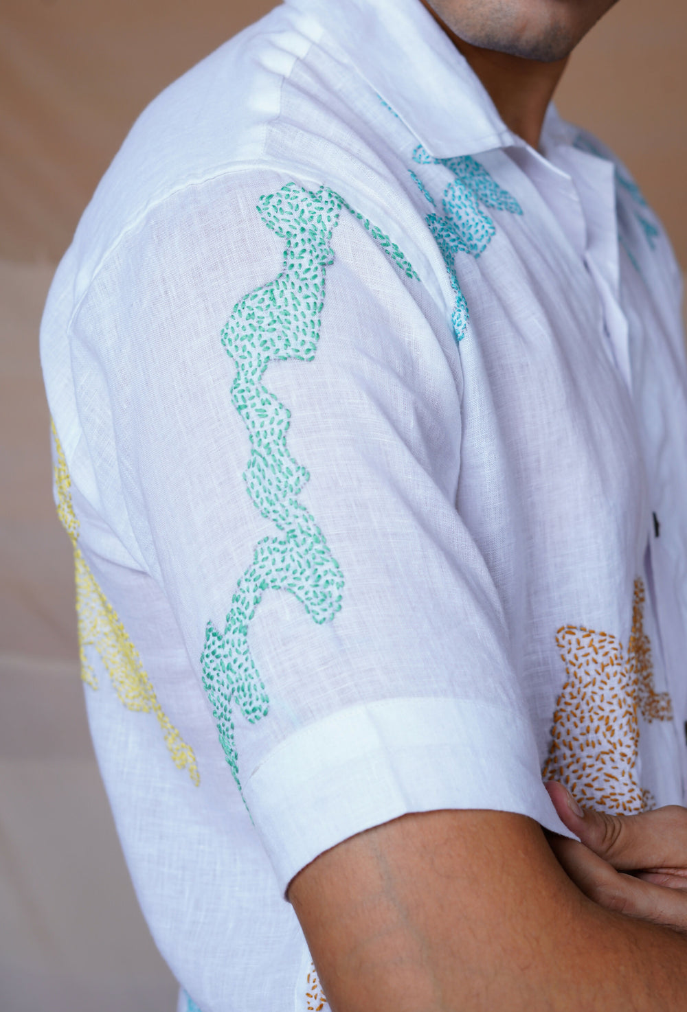 CANVAS OF COLOURS 2.0 - HAND EMBROIDERED UNISEX LINEN SHIRT