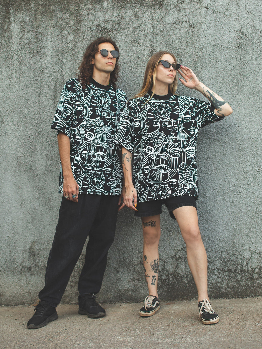 Black Faces Oversized T-shirt
