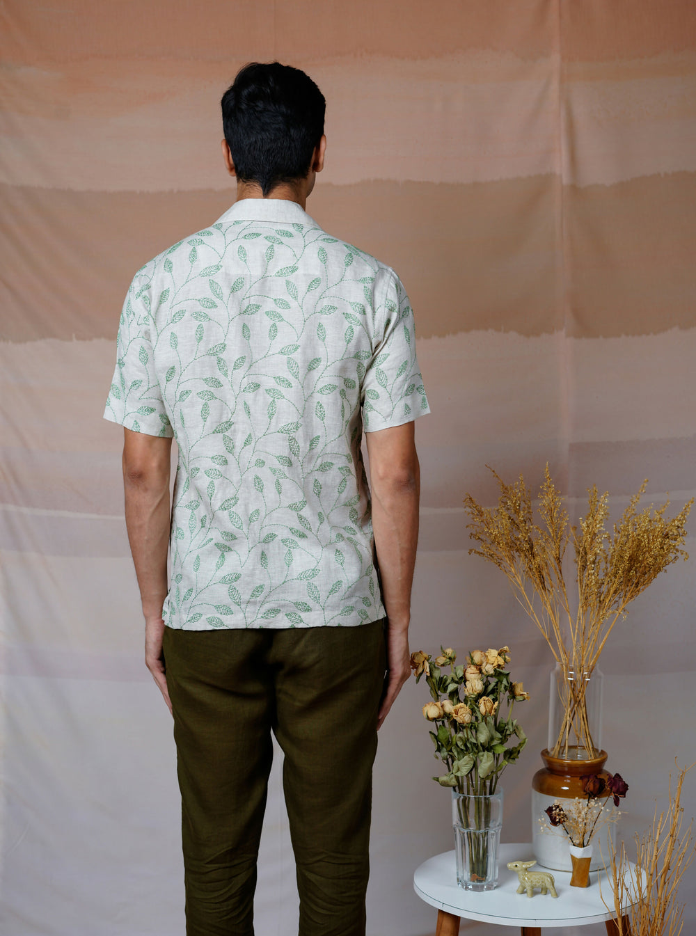 FOREST FERN - HAND EMBROIDERED UNISEX LINEN SHIRT