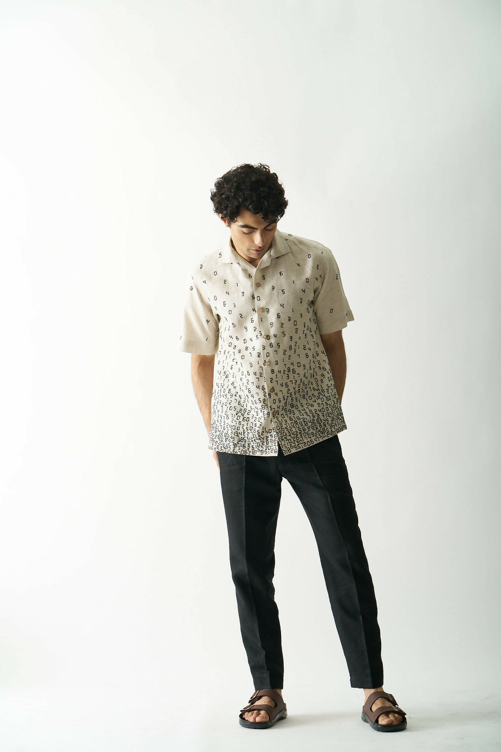 IT'S ALL ABOUT NUMBERS - HAND EMBROIDERED UNISEX PURE LINEN SHIRT
