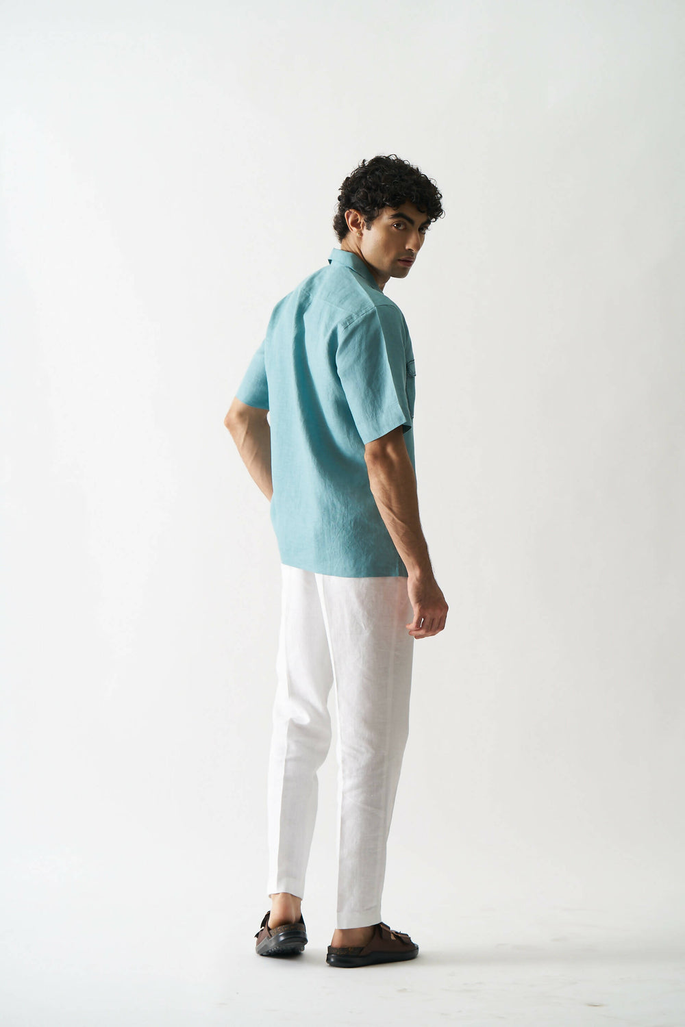 DOWNTOWN DREAMS - HAND EMBROIDERED UNISEX PURE LINEN SHIRT