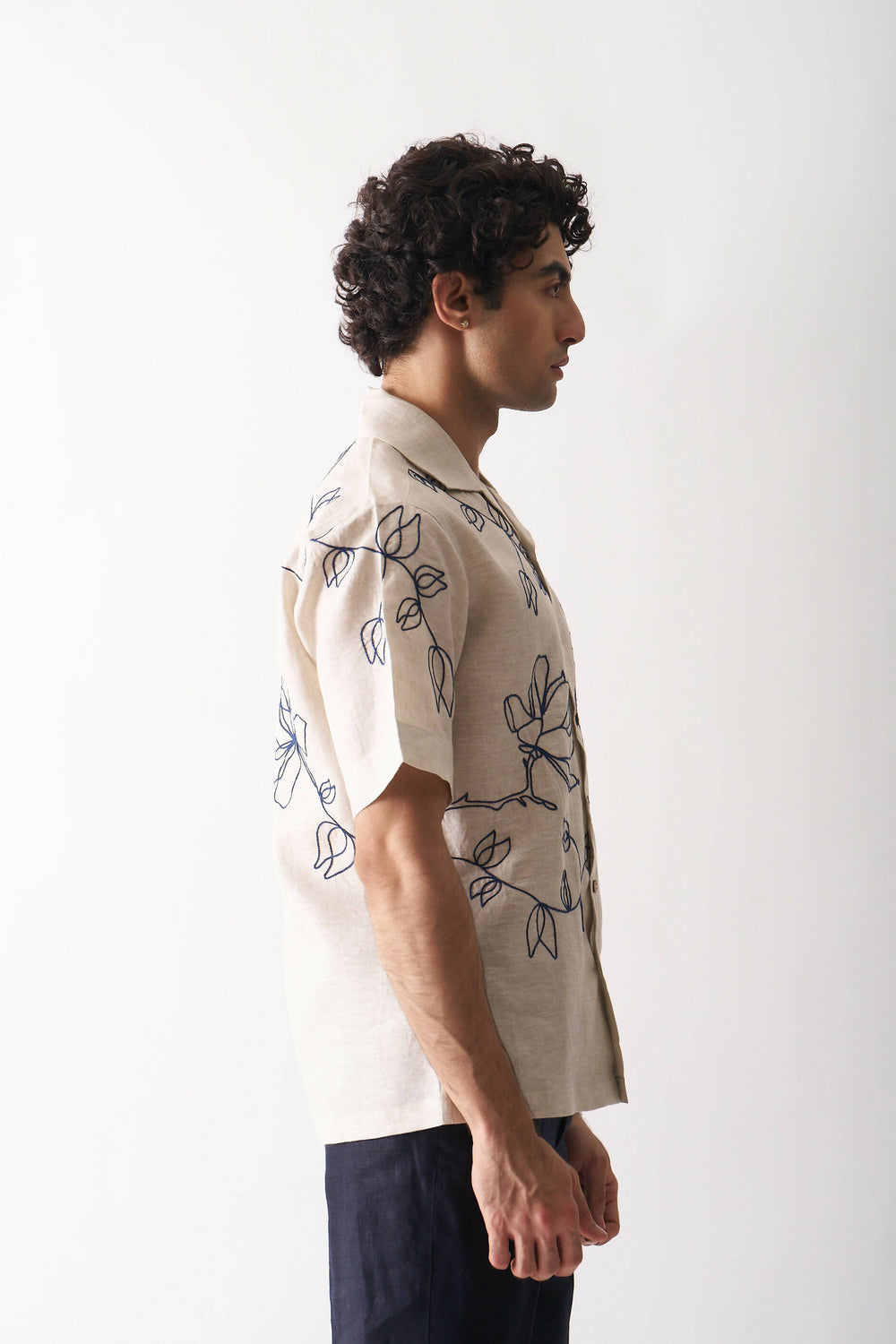 FLORAL SERENADE - HAND EMBROIDERED UNISEX PURE LINEN SHIRT