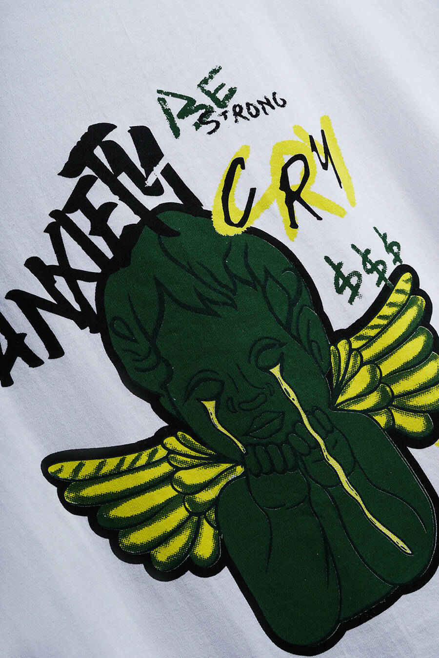 white oversized tshirt, puff printing, Korean fashion, streetwear brand, streetwear, fashion, unisex