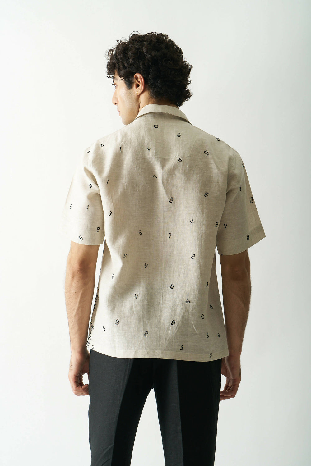 IT'S ALL ABOUT NUMBERS - HAND EMBROIDERED UNISEX PURE LINEN SHIRT