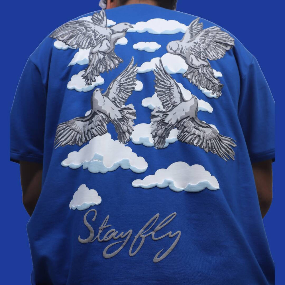 blue printed oversized tshirt streetwear