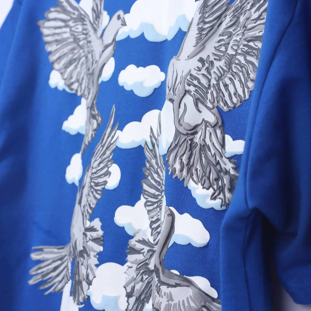blue printed oversized tshirt streetwear