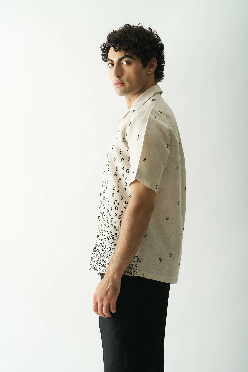 IT'S ALL ABOUT NUMBERS - HAND EMBROIDERED UNISEX PURE LINEN SHIRT