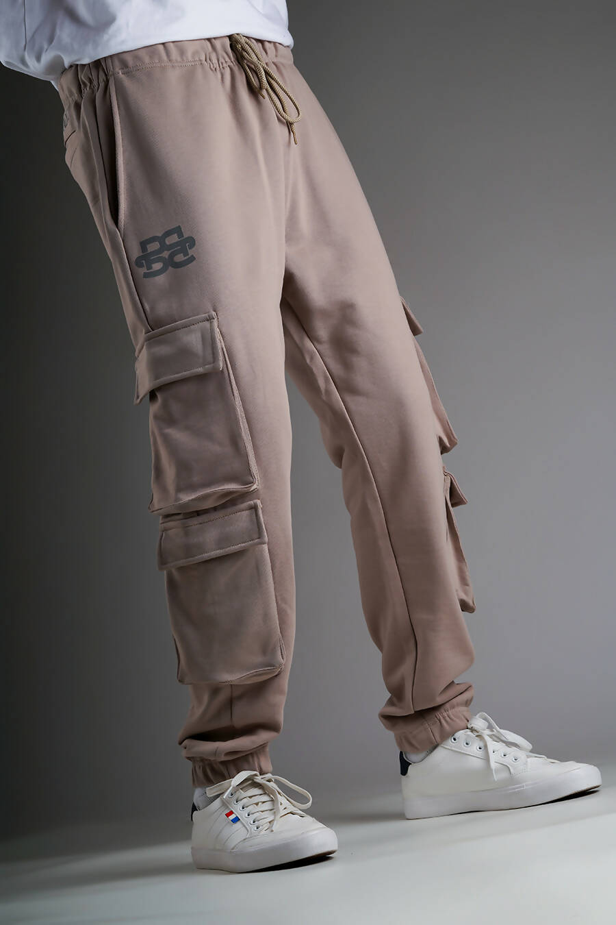 Beige Signature Cargo Joggers